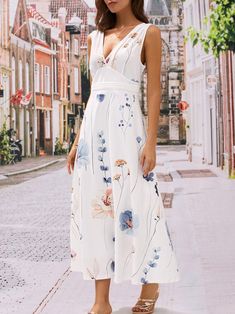 Elegant Dresses Casual, Dresses Sundresses, Elegant Casual Dress, Maxi Dress Floral, Dresses Floral, Floral Dresses, Dress Maxi, Dress Floral, V Neck Dress