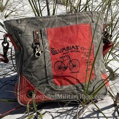 an old bag is sitting in the sand