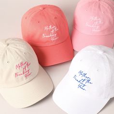 "😘\"Mother of the Freaking Year\" embroidered on a baseball cap is a bold statement piece!  💕 fun and humorous !! An embroidered baseball cap with \"Mother of the Freaking Year\" would make a hilarious and memorable Mother's Day gift! It's a light-hearted way to show appreciation for all the hard work and love that moms put into their families every day. Plus, it's a practical gift that she can wear proudly whenever she wants to add a bit of fun to her outfit. It's sure to bring a smile to her Mother's Day Gift Hats With Letter Print, Personalized Dad Hat With Curved Bill As Gift, Personalized Dad Hat With Curved Bill For Gift, White Curved Bill Baseball Cap As Gift, Casual Curved Brim Baseball Cap For Mother's Day, Mother's Day Curved Brim Hat With Letter Print, Personalized Cotton Baseball Cap As A Gift, Personalized Cotton Baseball Cap As Gift, Personalized White Baseball Cap With Curved Bill