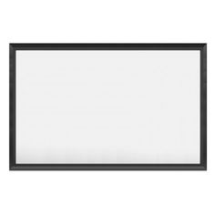 an empty whiteboard with black frame on a white background