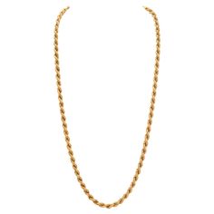 Vintage Solid 18K Yellow Gold Rope Chain c.1980s Period: Vintage Year: 1980s Material: 18k Yellow Gold Weight: 101.35g Length: 35 inches / 88.9cm Width: 4.88mm Condition: Excellent Formal Rope Chain Necklace, Classic Link Rope Chain Necklace For Formal Occasions, Formal Yellow Gold Rope Chain Necklace, Gold Link Rope Chain Necklace For Formal Occasions, Gold Rope Chain Link Necklace For Formal Occasions, Gold Rope Chain Necklace For Formal Occasions, Gold Rope Chain Necklace For Formal Events, Gold Rope Chains, Rope Chain