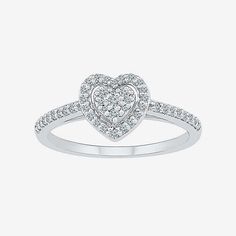 Ring Style: Cluster Rings, Halo RingsDiamond Clarity: I3Setting: ProngShape: HeartStone Cut: RoundDiamond Color: JMetal Color: WhiteRing Gallery Height: 3.5mmRounded Carat Weight: 1/4 Ct. T.w.Band Width: 2mmCare: Wipe CleanStone Type: 45 Natural DiamondAuthenticity: Natural DiamondBirthstone: April BirthstoneMetal: 10k White GoldCountry of Origin: Imported Beads Jewellery, Cluster Rings, Jewellery Ideas, Ring Style, Gold Heart, Cluster Ring, Cocktail Ring, Heart Of Gold, Cocktail Rings