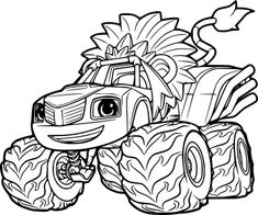 a cartoon monster truck with big wheels