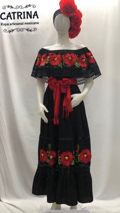 Beautiful blanket dress with large flowers embroidered with 100% cotton silk thread MEXICAN DRESS, short Mexican dress, handmade dress, embroidered dress, typical dress, regional dress, the perfect dress for a Mexican party or any other event Mexican dress, handmade dress, off the sholders, plus zise dress, typical dress, May 5, Mexican party Mexican Dresses For Women Party, Traditional Mexican Dress For Women, Plus Zise Dress, Mexicana Outfits, Black Mexican Dress, Mexican Dresses For Women, Mariachi Dress, Day Of The Dead Outfit, Mexican Dresses Traditional