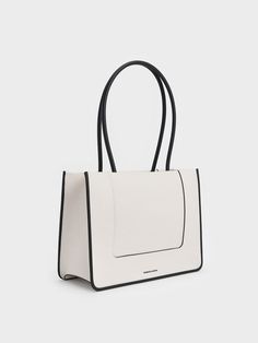 Cream Daylla Tote Bag - CHARLES & KEITH US Beige Recyclable Shopping Bags, Modern Everyday Recyclable Bags, Modern Rectangular Recyclable Bag, Modern Recyclable Bags For Everyday Use, Modern Recyclable Shoulder Bag For Shopping, Modern Recyclable Tote Bag, Recyclable Square Shopping Bag, Eco-friendly White Shoulder Bag For Shopping, Recyclable Double Handle Shoulder Bag For Daily Use