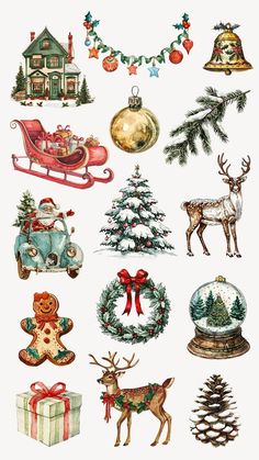 christmas stickers are shown on a white background