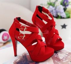 Red High Heel Sandals, Valentines Outfits, Red High, Red Heels, Hot Shoes