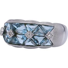 Dive into a world of unmatched luxury with this stunning 18K white gold ring adorned with a mesmerizing 3.94 Carat blue topaz as its centerpiece. The serene hue of the blue topaz evokes feelings of tranquility and elegance, making it a perfect statement piece for any occasion. Delicately accented with shimmering diamonds, totaling 0.03 Carats, this ring exudes sophistication and grace.Crafted with precision and finesse, this ring is a testament to timeless beauty and impeccable craftsmanship. Its size 8 fitting ensures a comfortable and secure fit, allowing you to wear it with confidence. Whether you're dressing up for a special event or adding a touch of glamour to your everyday look, this exquisite ring is sure to turn heads and spark conversations.Indulge in the allure of fine jewelry w Diamond Birthstone, White Gold Ring, Blue Topaz Ring, Topaz Ring, White Gold Rings, Estate Jewelry, Special Event, Timeless Beauty, Blue Topaz