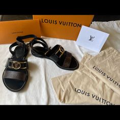 Reposhing This Item I Purchased From @Andreamadril37. Loved It, But Ready To Rotate For Something New. Questions? Leave A Comment Below! Shoes Louis Vuitton, Louis Vuitton Shoes, Leave A Comment, Flat Sandals, Women's Shoes Sandals, Something New, Black And Brown, Shoes Sandals, Louis Vuitton