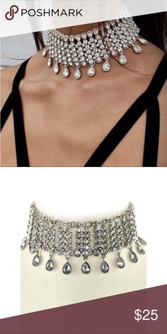 Just In! Edwardian Rhinestone Choker Necklace ⭐️ New boutique item  ⚡️ Fast shipping  👍 High quality ❌ Price Firm unless bundle  Edwardian Rhinestone  Choker Necklace with Tassels  11 1/2 L x 2 1/2 Ext x 1 1/4 W Chocker Silver Dollhouse Dress Shop Jewelry Necklaces Party Dangle Rhinestone Necklace With Bling, Party Rhinestone Dangle Necklace With Bling, Party Bling Dangle Rhinestone Necklace, Glamorous Crystal Rhinestone Dangle Necklace, Crystal Rhinestone Dangle Necklace With Bling, Adjustable Rhinestone Jeweled Necklace For Party, Adjustable Rhinestone Necklace With Jewels For Party, Adjustable Rhinestone Necklace For Parties, Silver Crystal Rhinestone Fringe Necklace