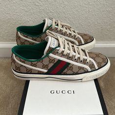 Gucci Beige Tennis Casual Shoe Mint Condition Worn Once Have A Cards , Extra Set Of Laces , Shoes Bags For Each And Box Price Is Firm Sold As Is Laces Shoes, Shoes Gucci, Casual Shoe, Gucci Shoes, Womens Shoes Sneakers, Mint Condition, Casual Shoes, Tennis, Shoes Sneakers