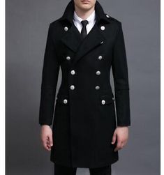 Men's Trench Coat Woolen Coat War Long Sleeve Mid Length Coat Casual Fall/Winter | eBay Double-breasted Cotton Formal Outerwear, Formal Double-breasted Cotton Outerwear, Winter Double-breasted Cotton Pea Coat, Winter Long Sleeve Double-breasted Peacoat, Military Style Pea Coat With Double Button Closure, Double-breasted Cotton Outerwear With Buttons, Winter Cotton Outerwear With Double Button Closure, Winter Cotton Pea Coat With Button Closure, Formal Winter Cotton Outerwear