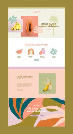 the website is designed to look like it has different colors and shapes, including bananas