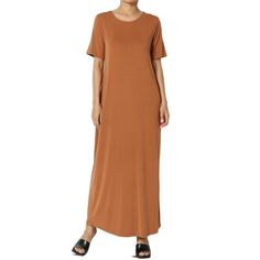 PLUS Short Sleeve Modal Jersey Round Neck Maxi T-Shirt Dress Maxi T-shirt dress is cut to a relaxed silhouette with a round neck and short sleeves. Soft & drapey modal jersey construction for comfortable wear. Wear yours with easy slides or a fresh pair of sneakers. NOTICE: Before order, please carefully read the Size Chart we provided in the pictures (Not Walmart size chart) Size: 2X.  Color: Beige.  Gender: female.  Age Group: adult. Loose Tees, Maxi Shirt Dress, Dress Maxi, Jersey Dress, Casual Dresses For Women, T Shirt Dress, Plus Size Dresses, Gender Female, Casual Dresses