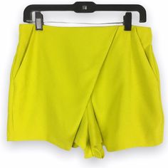 New With Tags, Mittoshop Lime Neon Green Wrap Front Shorts. Back Zip. Has Pockets! Easy To Dress Up Or Down. Size Medium. Last Photo Shows Same Shorts, But In Different Colors. Measurements Are Taken Laid Flat & Are Approximate: Waist Is 14" Across, Rise Is 12.5" And Inseam Is 1.75". Yellow Summer Shorts For Work, Chic Yellow Shorts For Workwear, Summer Shorts With Pockets For Night Out, Yellow Shorts For Workwear In Spring, Yellow Shorts For Spring Workwear, Chic Fitted Yellow Shorts, Yellow Workwear Shorts For Spring, Green Mini Shorts For Summer, Green Mini Length Shorts For Summer