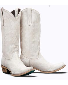 Lane Women's Lexington Ivory Leather Western Boots - Snip Toe, Ivory Snip Toe Cowgirl Boots, White Cowgirl Boots, Wide Calf Knee High Boots, White Cowboy Boots, Lane Boots, Wedding Boots, Leather Western Boots, Western Boots Women, White Heels