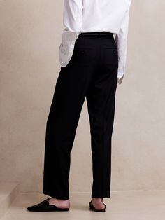 Sculpted Straight Pant | Banana Republic Factory Chic Straight Silhouette Pants For Fall, Tapered Leg Bottoms With Concealed Placket For Business Casual, Elegant Straight Silhouette Business Bottoms, Elegant Business Bottoms With Straight Silhouette, Fitted Straight Silhouette Bottoms For Fall, Fitted Bottoms With Straight Silhouette For Fall, Elegant Bottoms With Welt Pockets And Straight Silhouette, Formal Elastane Bottoms, Straight Leg Bottoms With Concealed Placket For Fall