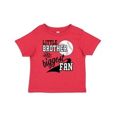 Little Brother and Biggest Fan- baseball family fan Baby T-Shirt Size: 18 Months.  Color: Red. Red Letter Print Baseball Jersey For Sports Fans, Red Sports Fan Baseball Jersey With Letter Print, Red Letter Print Baseball Jersey For Game Day, Red Baseball Jersey With Letter Print For Game Day, Red Baseball Jersey For Baseball Season, Red Cotton Baseball Jersey For Game Day, Red Cotton Baseball Jersey For Baseball Season, Cotton Baseball Jersey With Short Sleeves For Fans, Cotton Short Sleeve Baseball Jersey For Fans