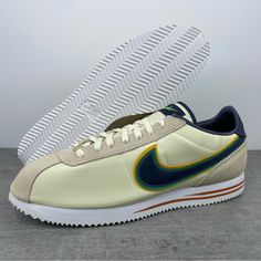 Nike Cortez Basic Premium 1972 Men's Size 14 Coconut Milk/Thunder Blue Dj5183-100 Brand New Without Box Retro Cream Leather Sneakers, Casual Custom Cream Sneakers With Contrast Sole, Cream Leather Casual Custom Sneakers, Casual Cream Leather Custom Sneakers, Casual Beige Custom Sneakers, Casual Beige Sneakers, Jordan 1 Pink, Nike Sb Stefan Janoski, Nba Golden State Warriors