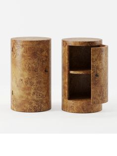 two wooden storage containers sitting next to each other