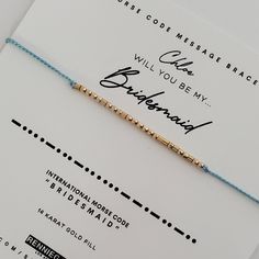 🖤 Dainty and subtle, "BRİDESMAİD" is spelled out in Morse code alphabet using your choice of high quality .925 Sterling silver, 14 karat gold fill, rose gold, and 14 karat solid gold beads. 🖤 Band is made from durable, high quality 100% silk cord in your choice of color. 🖤 End beads and closure bead are coordinating sterling silver or 14 Karat gold / rose / fill. 🖤 Closure is a sliding, adjustable clasp that fits most wrists. 🖤 Bracelets come ready to gift in stylish packaging, 🖤 Morse cod Alphabet Morse, Code Alphabet, Bracelet Morse Code, Code Morse, Bracelet Message, Coded Message, Message Bracelet, Morse Code Bracelet, Hidden Message