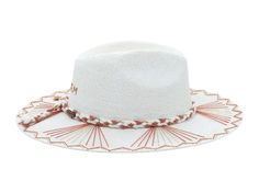 White Palm Straw Hat with UT Inspired Design on Brim by Corazon Playero. Custom designed and hand made hats by artisans in San Jose Del Cabo, Mexico. These hats are one size fits most with an elastic band inside to add comfort and fit for all head sizes. Each hat has a 3-4 week turnaround. Please note, all hats come with natural braid unless custom braid is purchased. Structured Crown Toquilla Straw Hat For Summer, Adjustable Toquilla Straw Sun Hat With Structured Crown, Vacation Hat With Structured Crown, Adjustable Structured Crown Hat For Vacation, White Short Brim Festival Hats, White Short Brim Hat For Festival, White Toquilla Straw Hat With Flat Brim, Adjustable Woven Hat With Structured Crown, White Toquilla Straw Fedora With Flat Brim