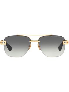 black/gold titanium oversize frame gradient lenses gold-tone hardware double-bridge design These glasses come with a protective case. Dita Eyewear, Bridge Design, Gold Sunglasses, Protective Cases, Sunglasses Accessories, Lenses, Gold Tones, Bridge, Mens Accessories