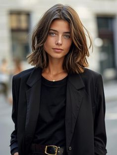 Short Haircut Style Women, Women’s Hair Styles 2024 Medium, Medium Short Haircut With Layers, Short Medium Hairstyle Women Layers, Woman Haircut Short Medium, Short Hairstyle Women Straight Fine Hair, Mid Length Medium Brown Hair, Ancho Tran Hair, Angled Shoulder Length Hair