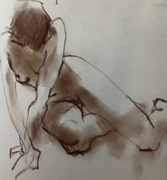 a drawing of a person laying down with their head on his hands and legs crossed