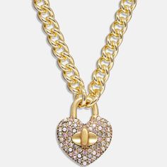 Nwt Coach Heart Turnlock Pav Chain Link Necklace Gold / Pink Multicolor Plated Brass, Glass And Cubic Zirconia Lobster Clasp Closure Adjustable 16" - 18" (L) Style No. Cg082 Don’t Have Poshmark? Don’t Worry, Sign Up With Code Bee_gomez To Get $10.00 Off Your First Purchase Rose Gold Heart-shaped Chain Necklace, Pink Chunky Chain Necklace For Gift, Pink Chain Link Necklace For Gift, Pink Chunky Chain Link Necklace, Pink Chain Link Necklace With Adjustable Chain, Pink Chunky Chain Necklace As Gift, Coach Heart Charm Heart Jewelry, Coach Heart Charm Jewelry, Coach Elegant Heart-shaped Jewelry