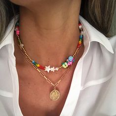 Multicolor Beaded Choker.Beaded Necklace. Casual Gold Beaded Necklace With Colorful Beads, Trendy Gold Beaded Necklaces, Handmade Chokers, Necklace Collar, Rainbow Beads, Choker Necklaces, Beaded Choker, Beads Necklace, Miami Fl