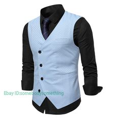 Men Suit Vest Business V-Neck Casual Formal Dress Waistcoat Suit Vest Tuxedo   Color:Light Blue Size:M-3XL Material:Polyester       Payment 1. Payment must be made within 7 days of auction closing (Unpaid dispute will automatically open when item is not paid in 7 days). 2. PLEASE NOTE: SHIPPING&HANDING DOES NOT INCLUDE DUTIES, LOCATL TAXES OR ANY OTHER IMPORTATION FEES. 3. Please list your special requests (color, packages, value of declaration, etc.) in the EBAY NOTES SECTION when you make paym Tailored Office Vest For Winter, Tailored Winter Vest For Office, Fitted Vest For Office In Winter, Fitted Vest For Office And Winter, Fitted Office Vest For Winter, Fitted Winter Vest For Office, Formal V-neck Vest For Winter, V-neck Vest For Formal Winter Occasions, Formal V-neck Winter Vest