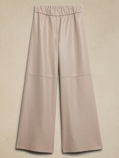 Vegan Leather Wide-Leg Pull-On Pant | Banana Republic Factory Modern Leather Bottoms For Spring, Elegant Wide-leg Leather Bottoms, Elegant Leather Wide-leg Pants, Elegant Faux Leather Wide-leg Pants, Elegant Wide-leg Faux Leather Pants, Elegant Wide-leg Leather Pants, Chic Leather Bottoms, Chic Wide-leg Leather Pants, Chic Leather Wide-leg Pants