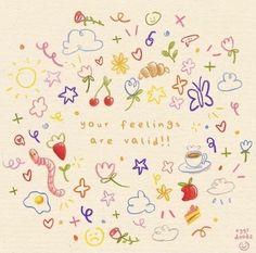 a card with the words, you feelings are validly written in different colors