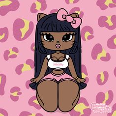 Baddie Cartoon Drawing, Cute Profile Pictures Aesthetic Pink, Hello Kitty Baddie Pfp, Baddie Animated Pfp, Black Draculaura Pfp, Black Cartoon Characters Drawings, Cartoon Art Styles Poses, Dating Simulator Aesthetic, Cute Pfp Black Hair