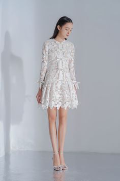 Crafted with intricate lace detailing and a feminine drop waist silhouette, this dress exudes elegance and sophistication. Perfect for special occasions or a night out, this dress will make you feel effortlessly chic and stylish. Mean Blvd, Korean Dress, Neck Lace, Lace Mini Dress, Drop Waist, Designer Collection, Dresses Xs, Online Fashion, Lace Detail