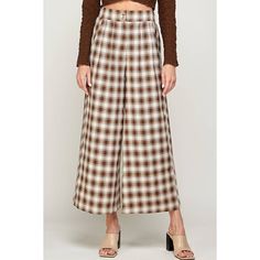 Plaid Pants Are Totally In Right Now And Our Favs Are These Plaid Wide Leg Pants! Woven Fabric, Shapes These Trendy Pants That Feature A High-Waisted Relaxed Fit And Wide Ankle Length Pant Legs. Button Front. 85% Polyester 10% Rayon 5% Spandex Cream Wide Leg Bottoms For Fall, Cream Ankle-length Pants For Day Out, Cream Pants For Fall Day Out, Cream Straight Pants For Day Out, Cream Wide-leg Pants For Fall, Cream Wide-leg Pants For Day Out, Cream Long Pants For Day Out, Wide Leg Cream Pants For Day Out, Cream Long Pants For Fall