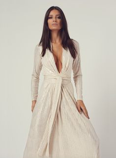 Look 11 Deep V Belted Maxi Dress Gold &vert; US.Odabash Gold V-neck Midi Dress For Evening, Luxury Gold V-neck Dress, Shimmer V-neck Evening Dress For Gala, Elegant Gold Shimmer Evening Dress, Long Sleeve Midi Dress For Gala And Holiday, Holiday Long Sleeve Midi Dress For Gala, Chic Festive Dresses For Gala, Festive Elegant Gala Midi Dress, Elegant Festive Gala Mini Dress