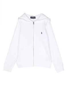 cloud white cotton signature Polo Pony motif classic hood front zip fastening long sleeves single patch pocket Teen Hoodies, Polo Jacket, Gentleman Aesthetic, Polo Ralph Lauren Kids, Polo Pony, Ralph Lauren Kids, Ralph Lauren Boys, Model Outfits, Cloud White