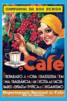 an advertisement for coffee with a woman holding a cup