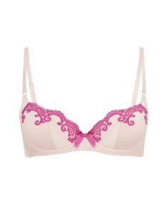 Molly is a sophisticated, timeless AP classic. Pale pink bra Sumptuous silk satin Padded cups Hand-cut French lace lays atop of cups Adjustable straps with 24 carat gold-plated sliders Fastens at centre back with classic hook and eye clasp Matching pink satin bow sits between cups Match Molly with the rest of her elegant collection How To Have Style, Shop Tattoo, Bridal Nightwear, Oki Doki, Pretty Bras, Cute Bras, Pretty Lingerie, Mode Inspo, Black Bra