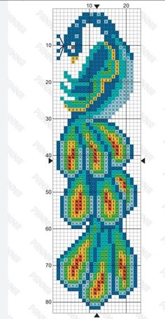 a cross stitch pattern with an image of a blue bird on it's back