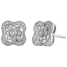 Stunning pair of studs added to our JFL diamond earring collection. These earrings are crafted in solid .925 Sterling Silver. Radiant with 1/8 ct. t.w. of genuine diamonds, these studs are high polished for a lustrous shine. These particular studs consist of round cut white diamonds making the overall appearance lustrous. Push-backs for secure wear, these earrings are a classic addition to your jewelry collection. Perfect size, these studs are 9.25mm in width and 4mm thickness. (2.3 gr. of .925 1 Carat Diamond Earrings, Princess Cut Diamond Earrings, Gucci Bracelet, 10k Gold Chain, Engraved Bar Necklace, Square Stud Earrings, Cable Bracelets, Gold Anklet, 18k Gold Jewelry