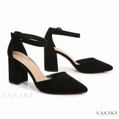 Lasaky - One-Size Pointed-Toe Thick Heel High-Heeled Sandals with Pure Color Shoelaces for Fashion Enthusiasts Flats Shoes Comfortable, Elegant Sandals, Chic Heels, Comfortable Slippers, Lace Sneakers, Point Shoes, Chunky Heels Sandals, Color Fashion, Fashion Sandals