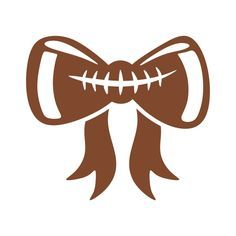 a brown bow with the word football on it's front and bottom corner, in white