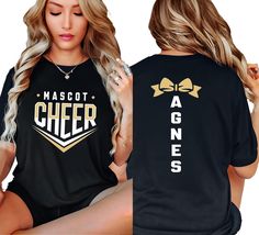 Custom Cheer Team T-Shirt ,Personalized Football Cheer T-Shirt, Custom Name T-shirt,Cheer Gifts ,Cheerleading,Cheerleader,Pom Poms,Megaphone We are sure that you will love our specially designed t-shirts. You are at the right address for those looking for stylish, modern, cute and comfortable t-shirts. ❀DETAIL❀ For printing, we use Bella Canvas and Gildan SoftStyle brand shirts, which are the best in the industry. *Bella Canvas -unisex size -4.2 oz. -Solid colors are 100% Combed Cotton and Ring- Black Sublimation Print T-shirt For Cheerleading, Black T-shirt With Sublimation Print For Cheerleading, Black T-shirt With Team Name For Cheerleading, Crew Neck T-shirt With Sublimation Print For Cheerleading, Black Crew Neck T-shirt For Cheerleading, Cheerleading Graphic Print Fan Apparel Tops, Cheerleading Fan Apparel Tops With Sublimation Print, Team Spirit Tops With Sublimation Print For Cheerleading, Fan Apparel T-shirt With Team Name For Cheerleading