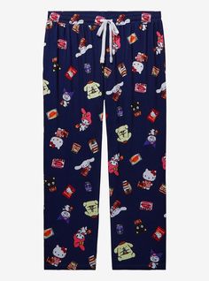 Sleep in Sanrio style with these Hello Kitty and Friends sleep pants! Beloved characters are surrounded by Kawaii Mart snacks in an allover print  while extra comfort is guaranteed by a drawstring elastic waist. Don't forget the side pockets!A BoxLunch Exclusive!92% polyester; 8% spandexListed in plus sizesWash cold with like colors; dry lowImported Sanrio Pajamas, Sanrio Style, Hello Kitty And Friends, Cute Lazy Outfits, Lazy Outfits, Sleep Pants, Pj Pants, Big And Tall Outfits, Dress With Cardigan