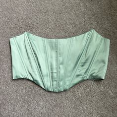 Brand: Streetwear Society Color: Sage Green Size: Small Excellent Condition, Never Worn Elegant Fitted Green Crop Top, Green Elegant Summer Corset, Elegant Green Summer Corset, Color Sage Green, Satin Corset Top, Green Corset, Satin Corset, Green Outfit, Green Satin