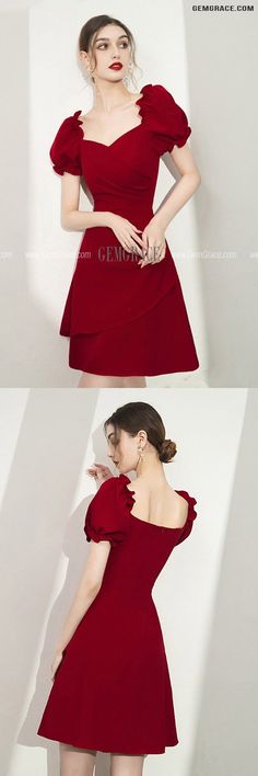 10% off now|Free shipping world-wide. Burgundy Bubble Sleeved Aline Short Party Dress For Semi Formal at GemGrace. Click to learn our pro custom-made service for wedding dress, formal dress. View #HomecomingDresses for more ideas. Formal Puff Sleeve Mini Dress For Party Season, Elegant Burgundy A-line Mini Dress, Burgundy A-line Mini Dress For Evening, Burgundy Mini Dress For Evening, Burgundy Ruffled Mini Dress For Party, Burgundy Mini Dress For Holiday, Holiday Burgundy Mini Dress, Burgundy Knee-length Cocktail Mini Dress, Elegant Burgundy Mini Dress With Short Sleeves