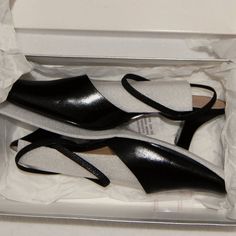 Nib Liz Clairborne Black Shoes Pointed Closed Toe Kitten Heels Women Size Us 8.5 Black Slingback Pumps With Low Heel, Black Synthetic Low Heel Shoes, Black Low Heel Slingback Pumps With Branded Heel, Black Open Toe Court Shoes With Heel Strap, Black Low Heels With Reinforced Heel, Formal Closed Toe Synthetic Court Shoes, Black Pointed Toe Synthetic Heels, Black Synthetic Pointed Toe Heels, Synthetic Low Heel Court Shoes With Heel Strap